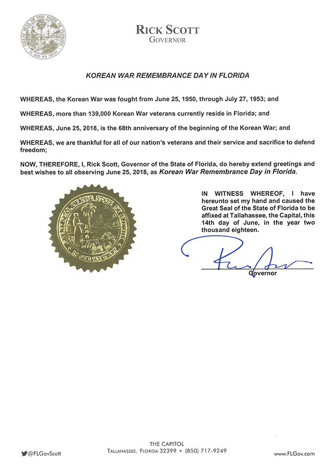 2018 Korean-War Remembrance Day Proclamation