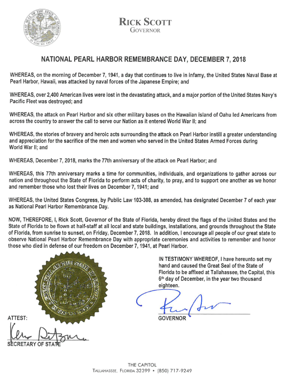 pearl Harbor Remembrance Day proclamation