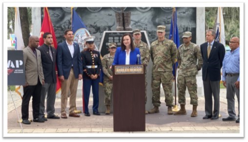 Attorney General Moody Announces Partnership with Statewide Legal Helpline to Better Protect Veterans and Service Members