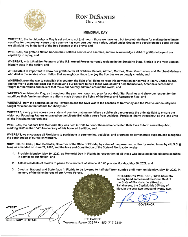 Memorial Day 2022 Proclamation